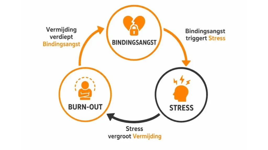 Bindingsangst, stress en vermijding versterken elkaar. Doorbreken van de cirkel begint met bewustwording.
